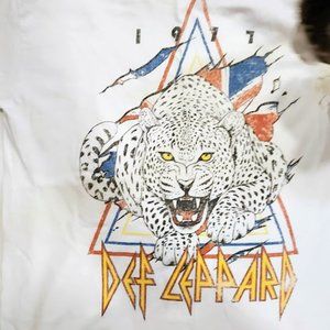 DEF LEOPARD Epic Licensed Graphics White Short Sleeve Cotton T Shirt Medium